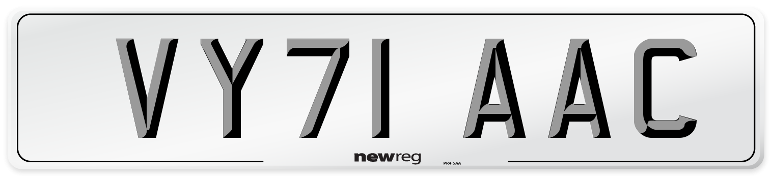 VY71 AAC Number Plate from New Reg